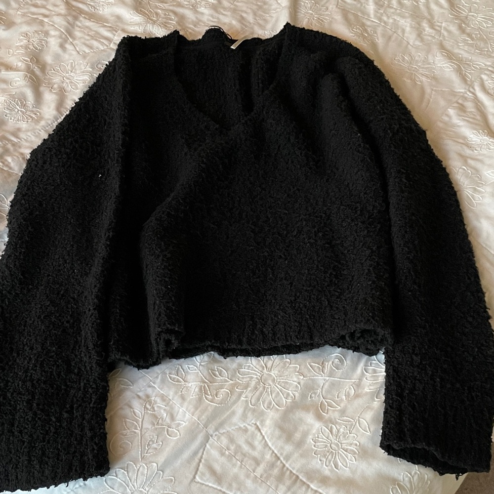 Free People Black V-Neck Sweater